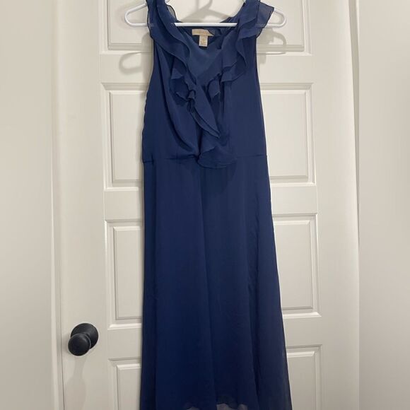 Jonathan Martin navy blue flowy chiffon dress size 12 - Picture 2 of 6